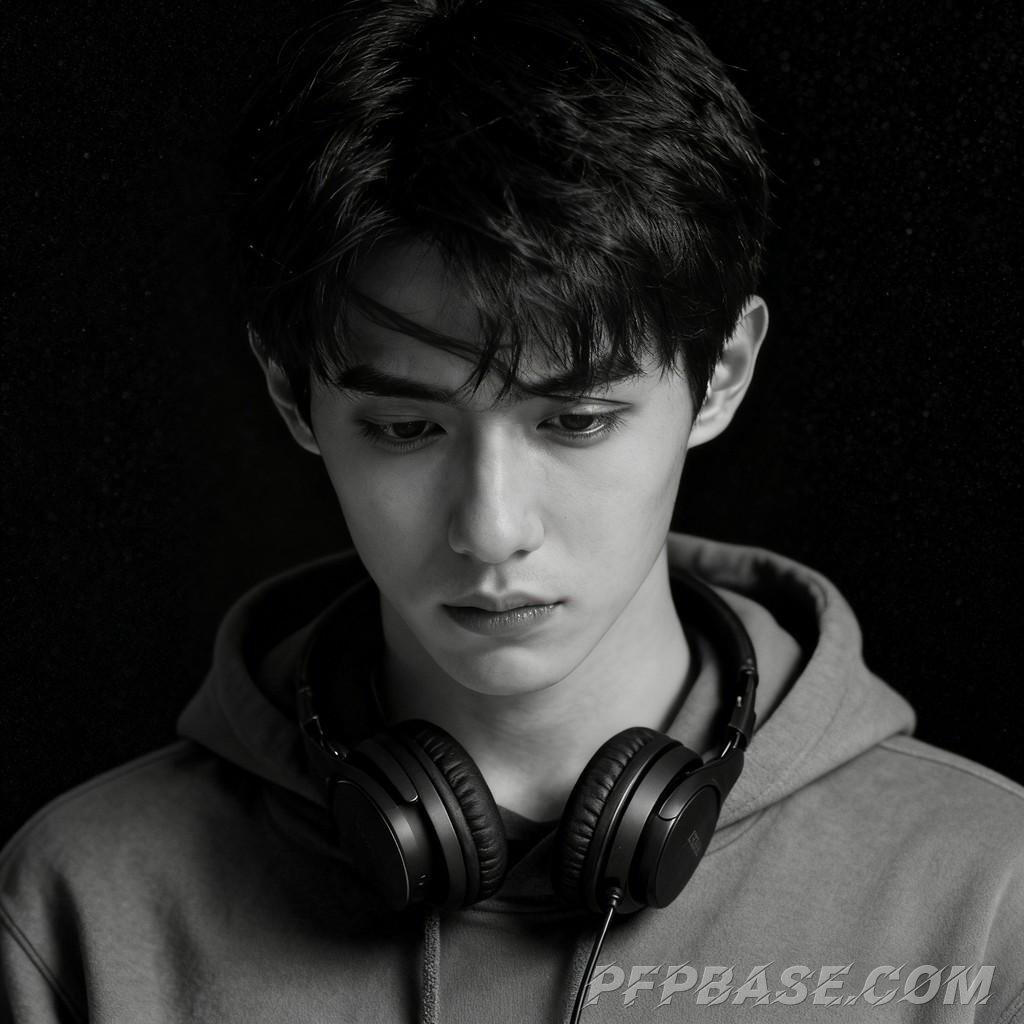 Image 8: dark, melancholic, stylish, black and white, male