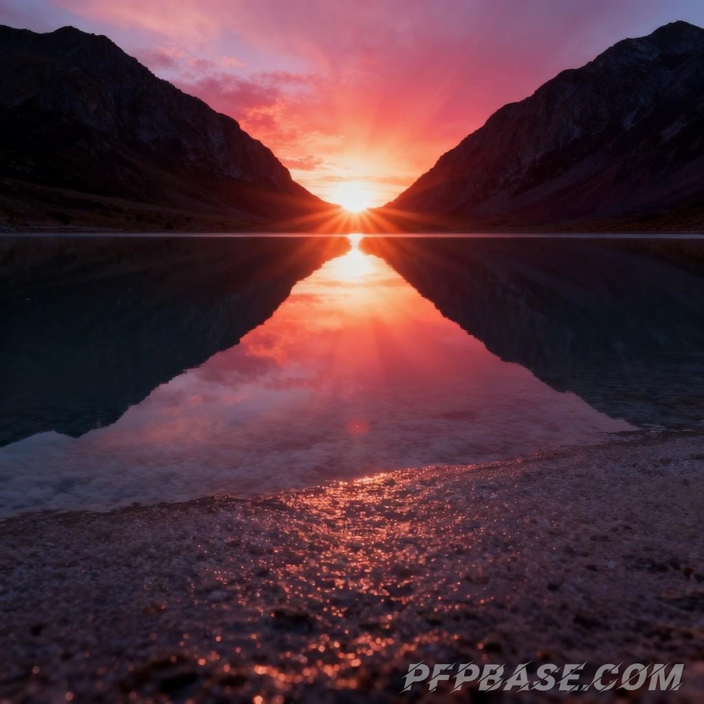 Image 5: dreamlike, sunset, lake surface, reflection, splendor