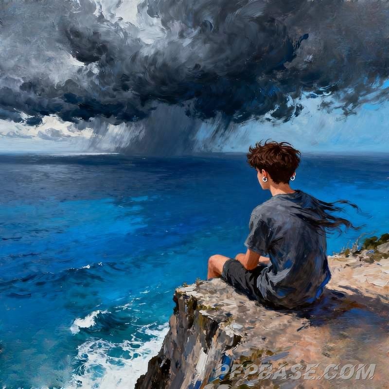 Image 4: boy, mountain peak, graffiti wall, forest, stone circle, night bridge