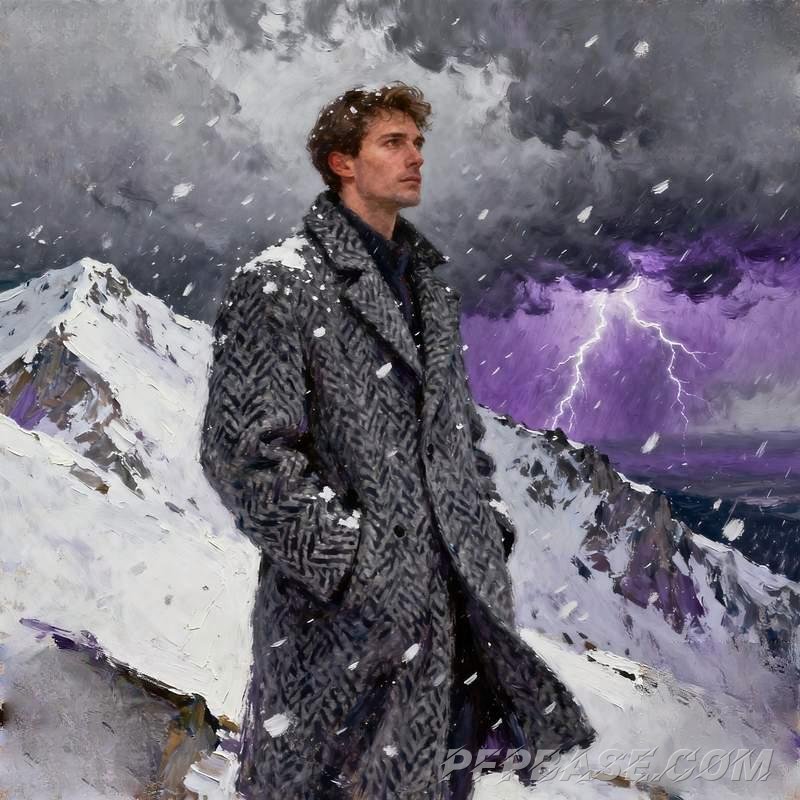 Image 5: handsome male profile, cliff at dusk, data galaxy, rainforest stream, snow mountain storm, graffiti