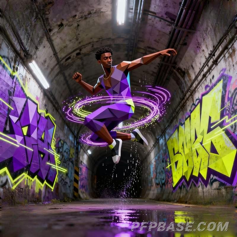 Image 4: neon jacket, graffiti brick wall, subway dancer, cliffside sunglasses man, glass reflections, forest