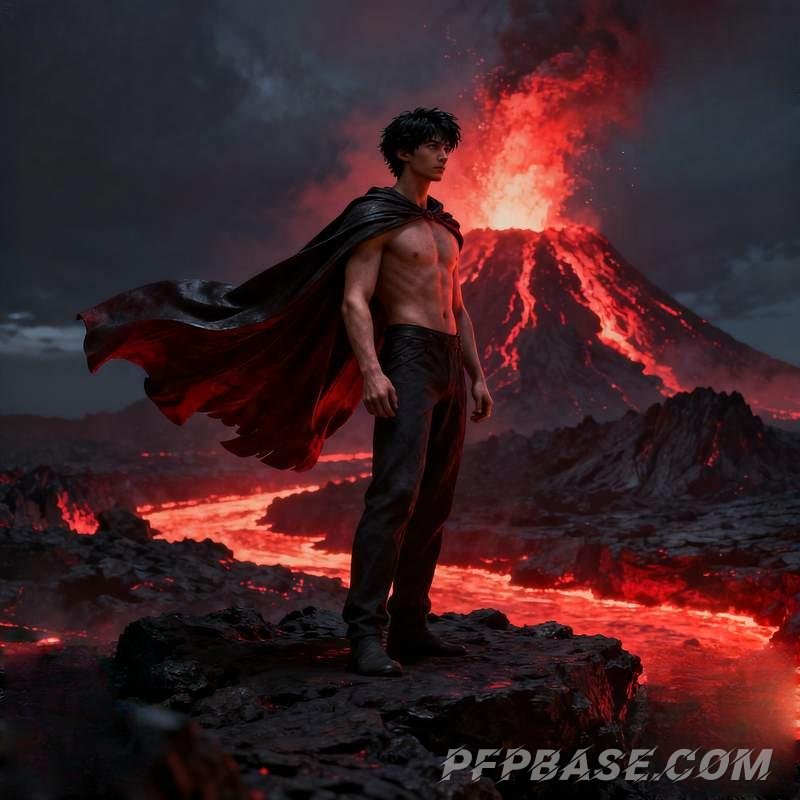 Image 1: man's silhouette, trench coat figure, volcanic rock platform, graffiti tunnel, alpine meadow, r