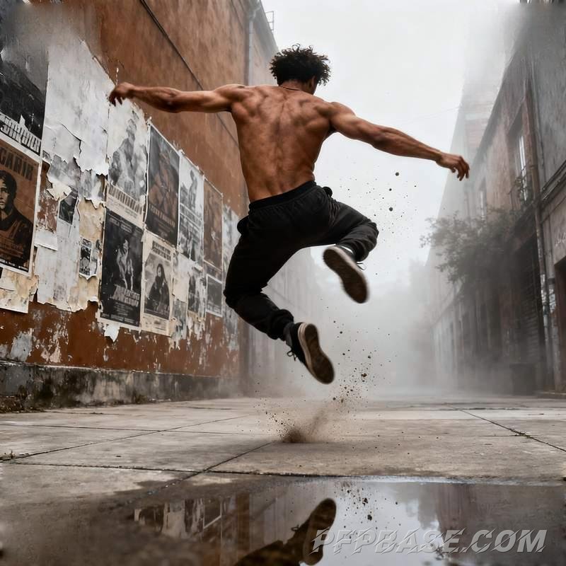 Image 2: man's silhouette, trench coat figure, volcanic rock platform, graffiti tunnel, alpine meadow, r