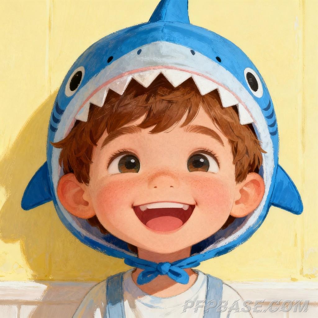 Image 2: blonde little girl, boy in shark hat, girl basking in sunshine, pouting boy, curious little girl, fo