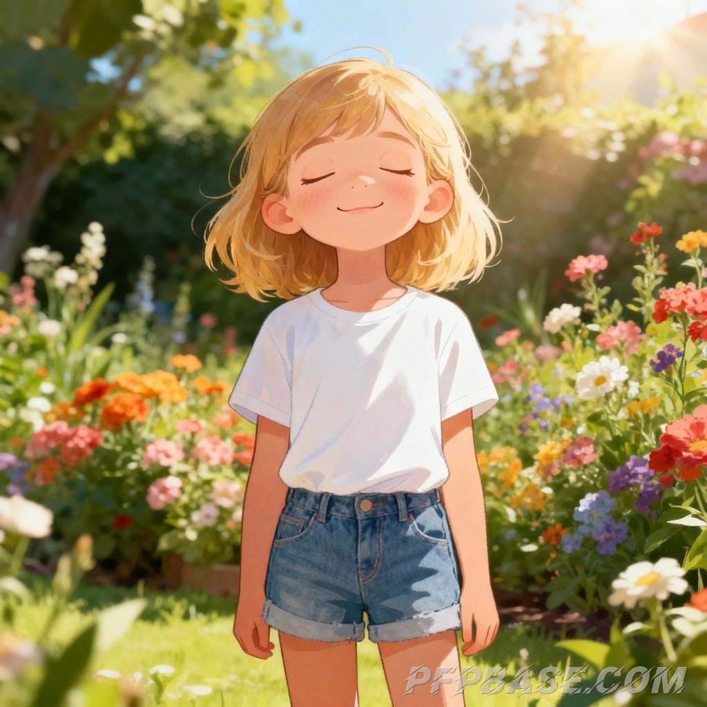 Image 4: blonde little girl, boy in shark hat, girl basking in sunshine, pouting boy, curious little girl, fo