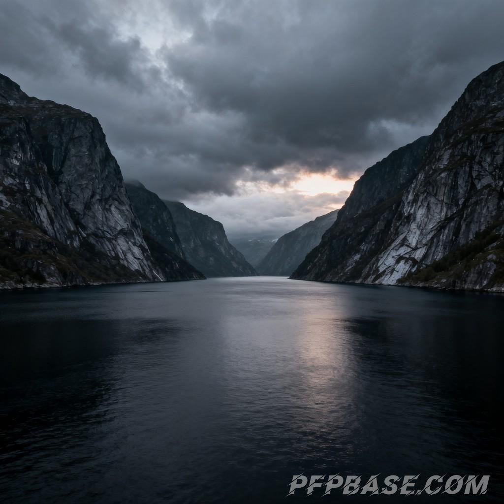 Image 1: Nordic, fjord, tranquility, vastness, poetic essence