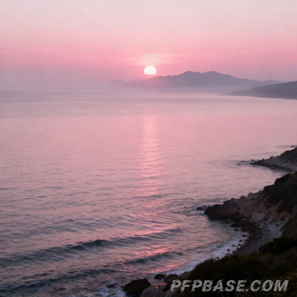 Image 1: dreamlike, serene, tranquil, vast, sunset, moonlit night