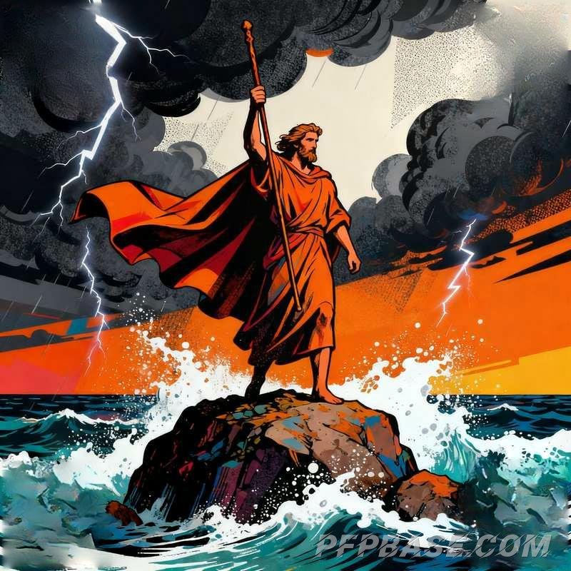 Image 7: man, volcano, city, forest, desert, glacier