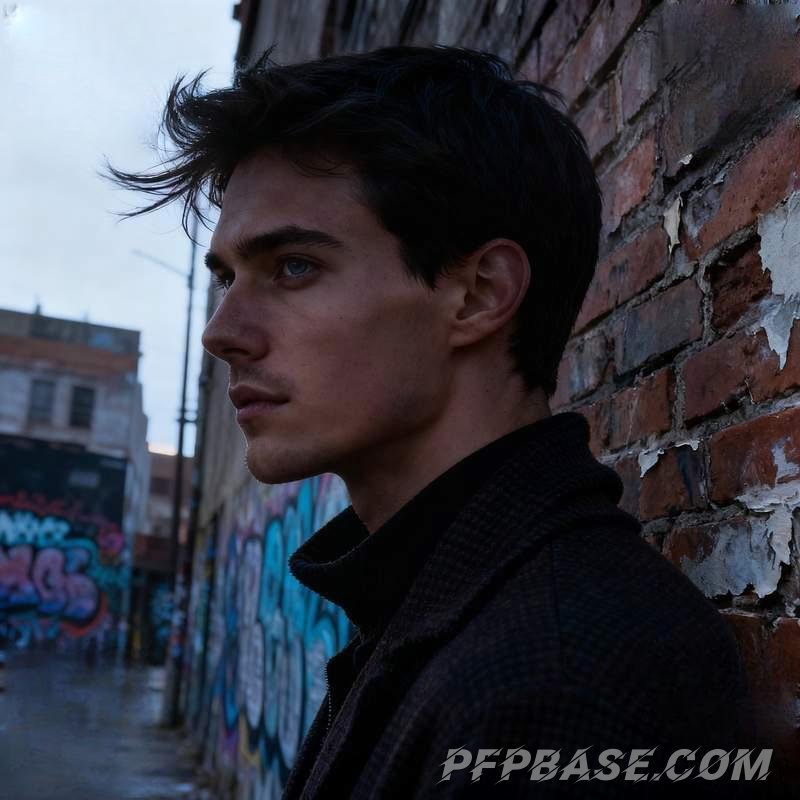 Image 2: man, cliff, graffiti wall, lakeside, snow-covered forest, church