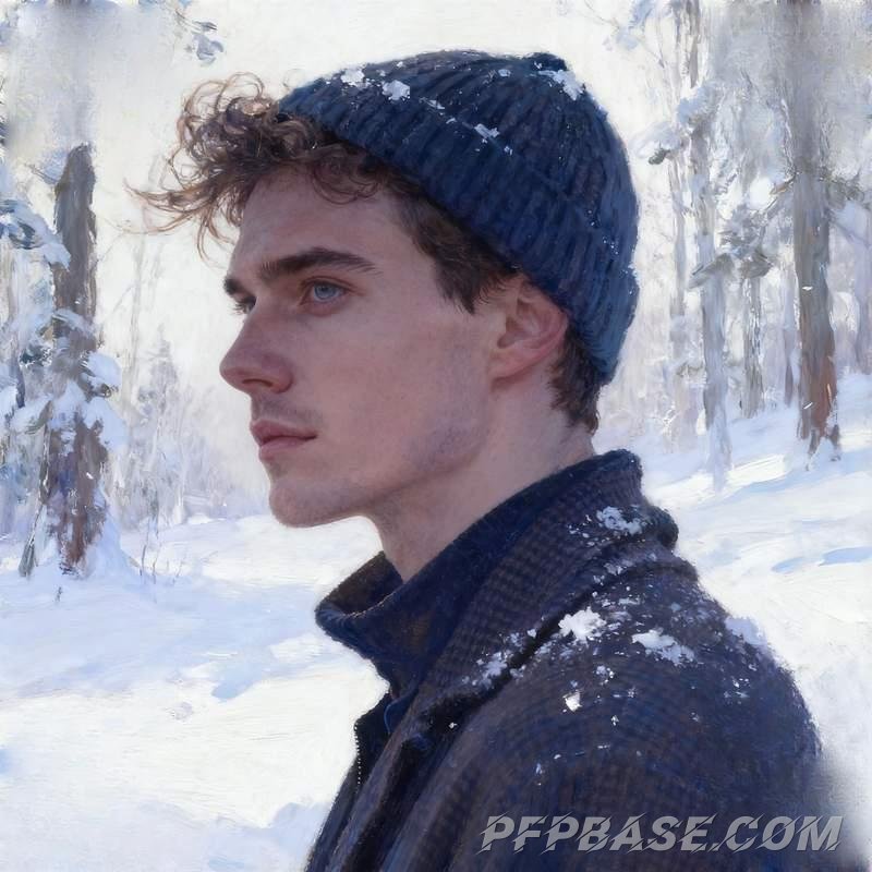 Image 4: man, cliff, graffiti wall, lakeside, snow-covered forest, church