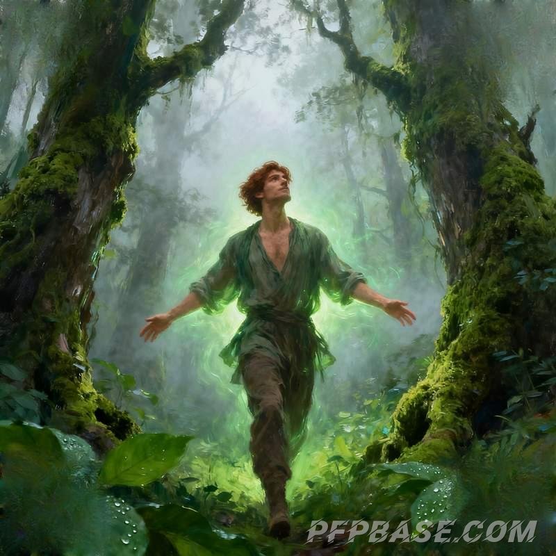 Image 6: man, coastline, city night view, snowy mountain stream, forest morning mist, graffiti wall