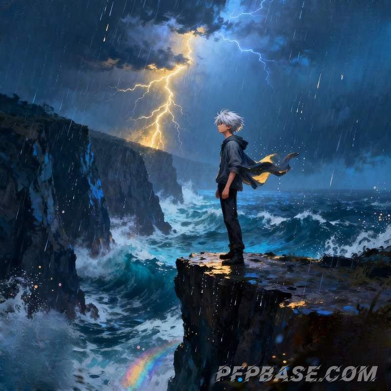 Image 3: silver-haired youth, ethereal boy, forest guardian, subterranean chamber, wandering bard, sky garden