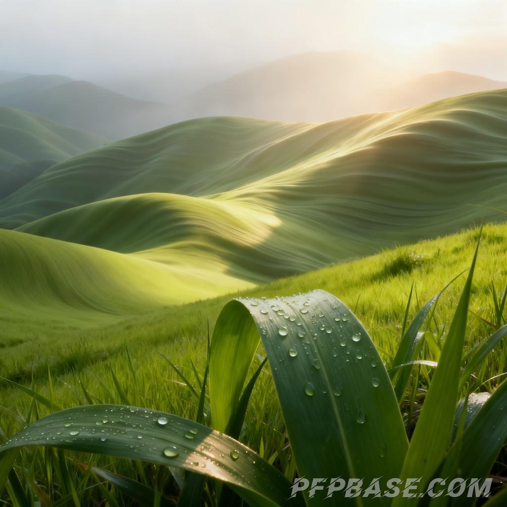 Image 1: dreamlike, green, mountain range, surreal, nature