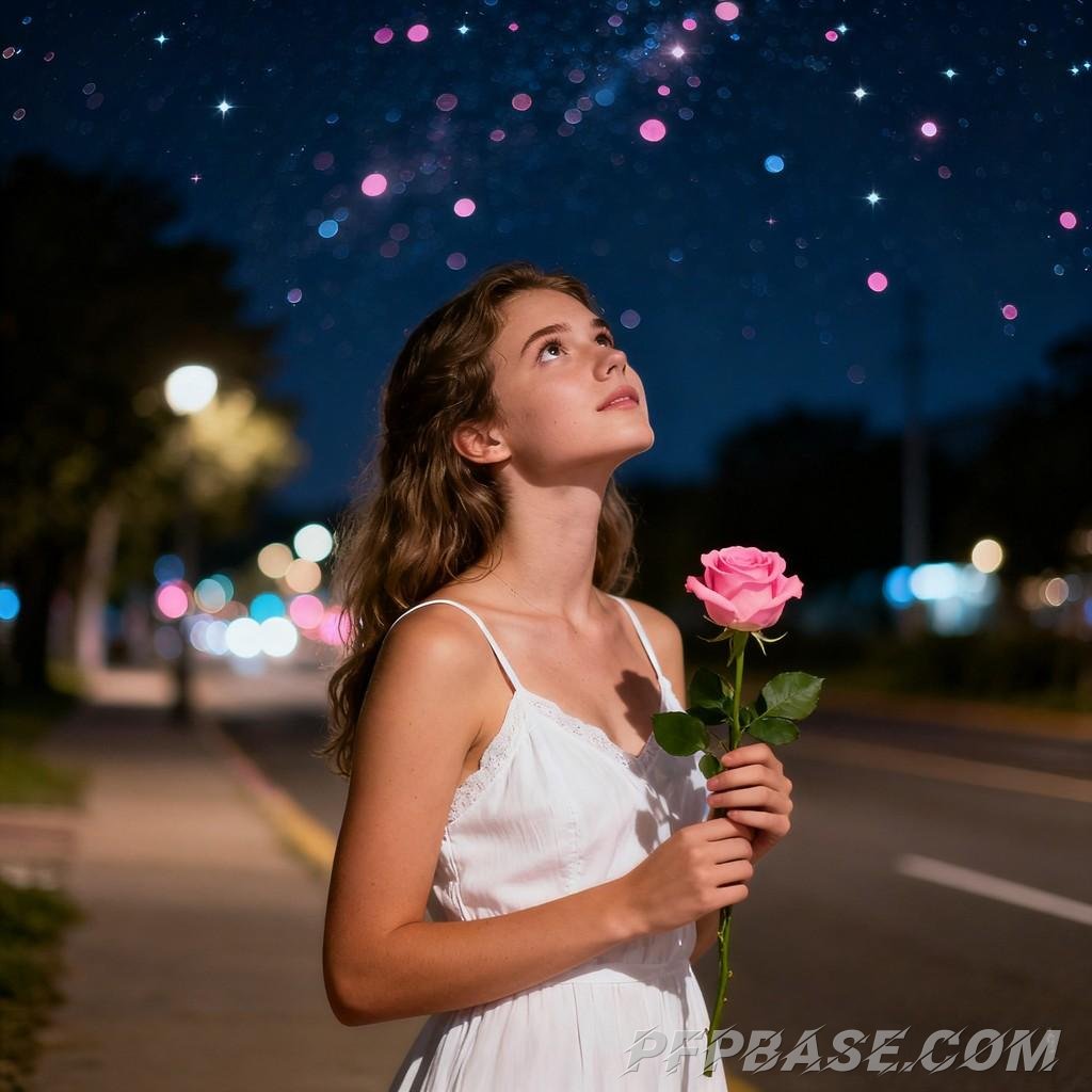 Image 2: city girl, romantic night, youthful energy, melancholic beauty, free spirit, gentle charm