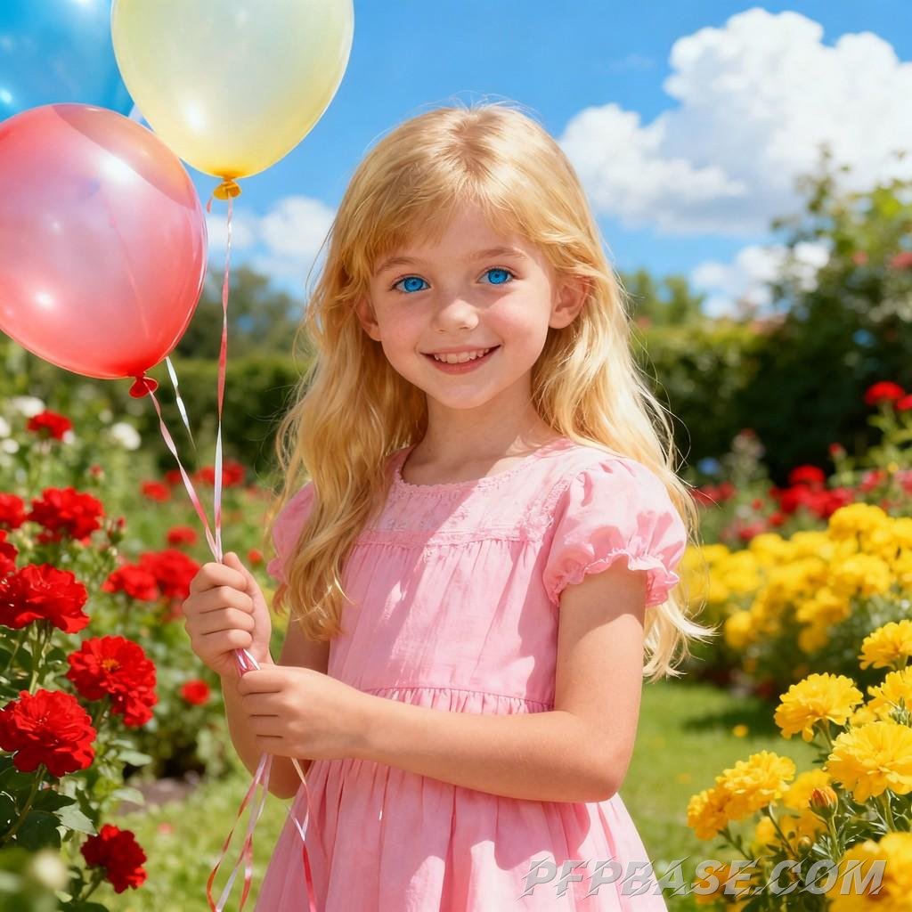 Image 6: blonde hair and blue eyes, outdoor garden, swing, fairy tale book, beach, ice cream