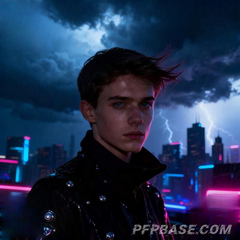 Image 1: male head, twilight mountain peak, starry desert, Scottish highlands, urban thunderstorm, waterfall