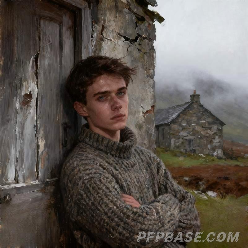 Image 5: male head, twilight mountain peak, starry desert, Scottish highlands, urban thunderstorm, waterfall