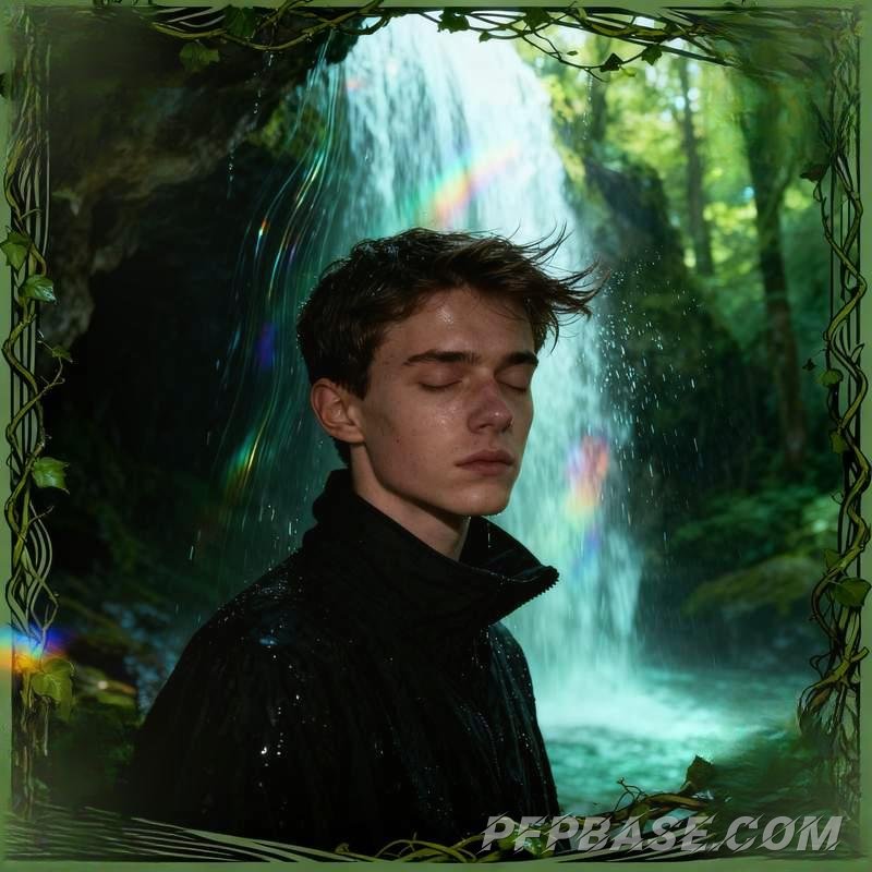 Image 7: male head, twilight mountain peak, starry desert, Scottish highlands, urban thunderstorm, waterfall