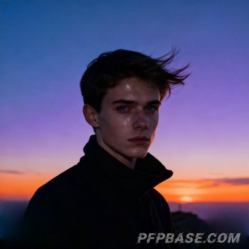 Image 8: male head, twilight mountain peak, starry desert, Scottish highlands, urban thunderstorm, waterfall