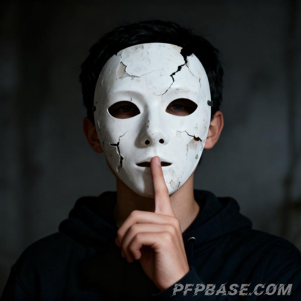 Image 2: smiling youth, stern military uniform, silver-haired with bandages, golden hair in red light, masked