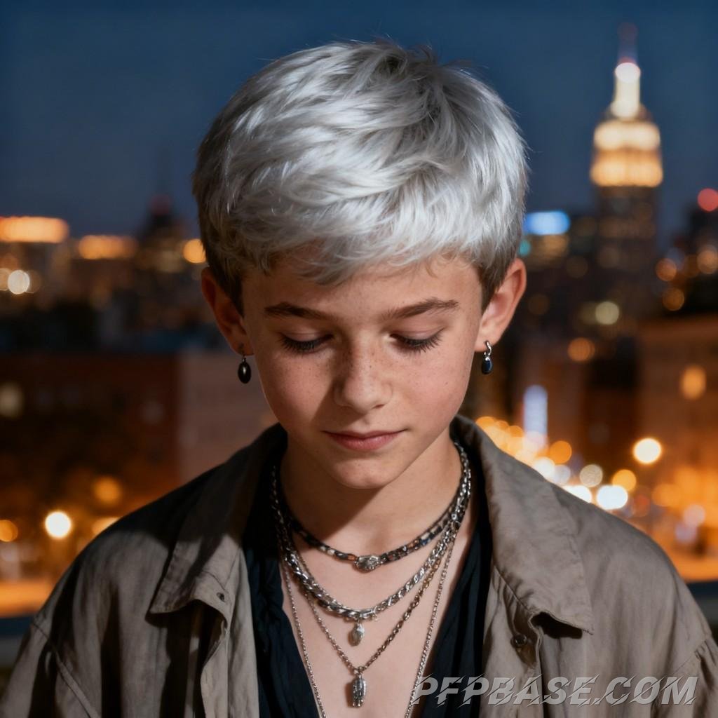 Image 5: smiling youth, stern military uniform, silver-haired with bandages, golden hair in red light, masked