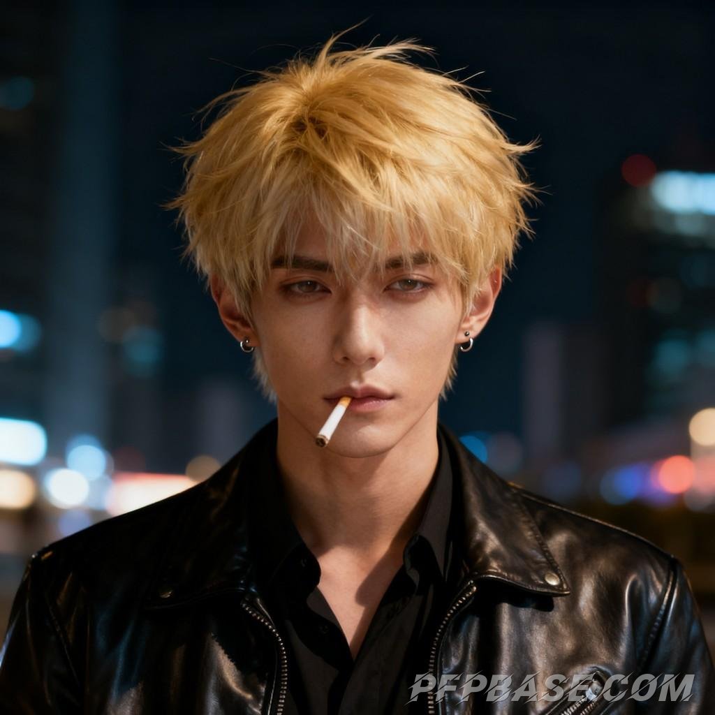 Image 5: silver-haired man, selfie-taking man, man in shadows, smoking man, knife-wielding man, side profile