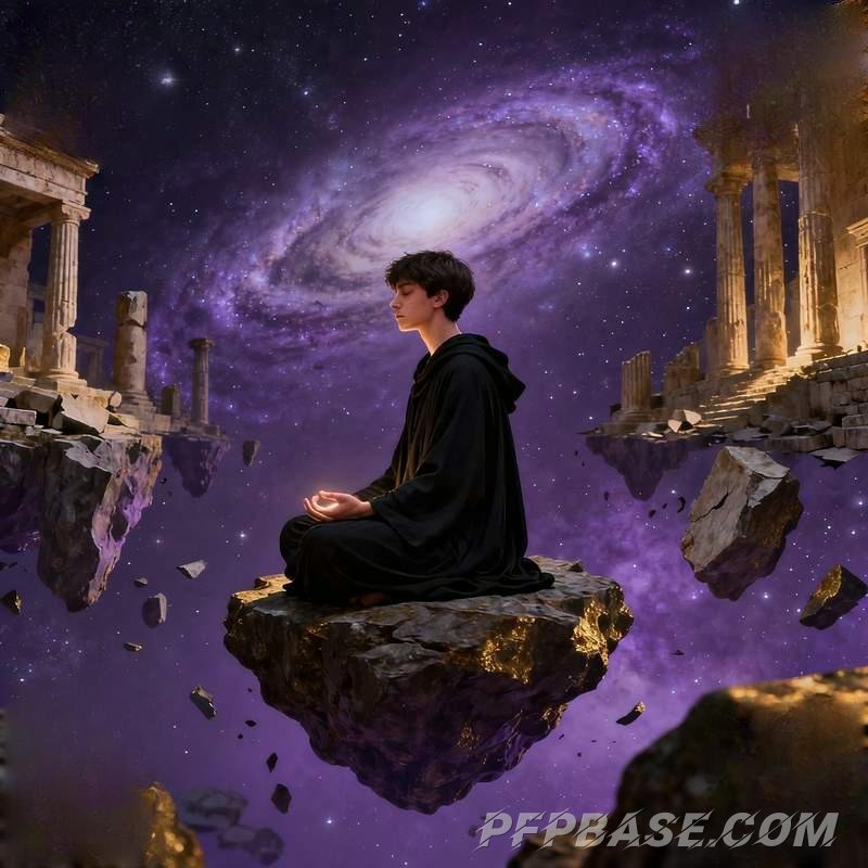 Image 2: young boy, profile picture, anime, light and shadow, nature, cityscape