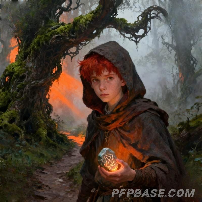 Image 4: young boy, profile picture, anime, light and shadow, nature, cityscape