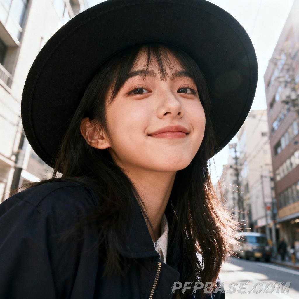 Image 3: white woman, side profile close-up, girl with cartoon hat, face covered by sweater, green plant back