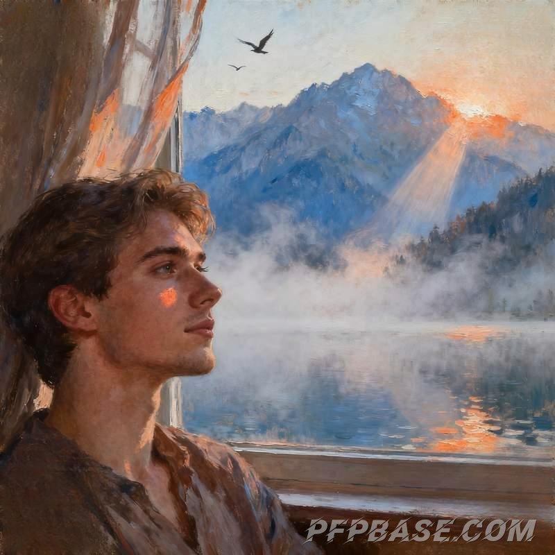 Image 4: man, by window, forest, rooftop, church