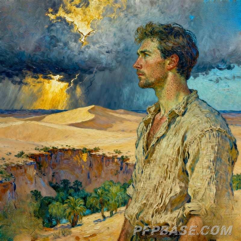 Image 4: man, natural light, city night view, reading in ruins, sitting alone on lake, art museum