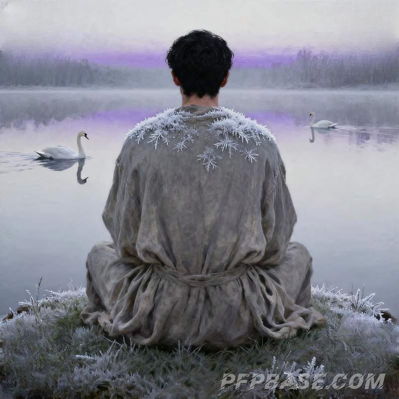 Image 6: man, natural light, city night view, reading in ruins, sitting alone on lake, art museum