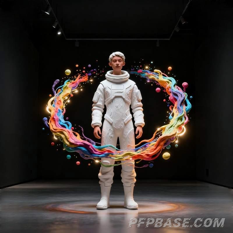 Image 7: male head, real person, explosive style, urban rooftop, Nordic tundra, neon street