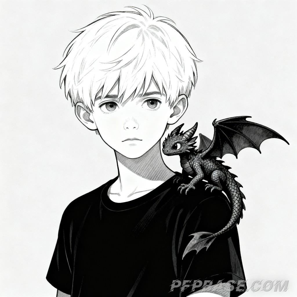 Image 1: red-haired youth, blue-haired sword wielder, golden-haired young man, silver-haired warrior, black a