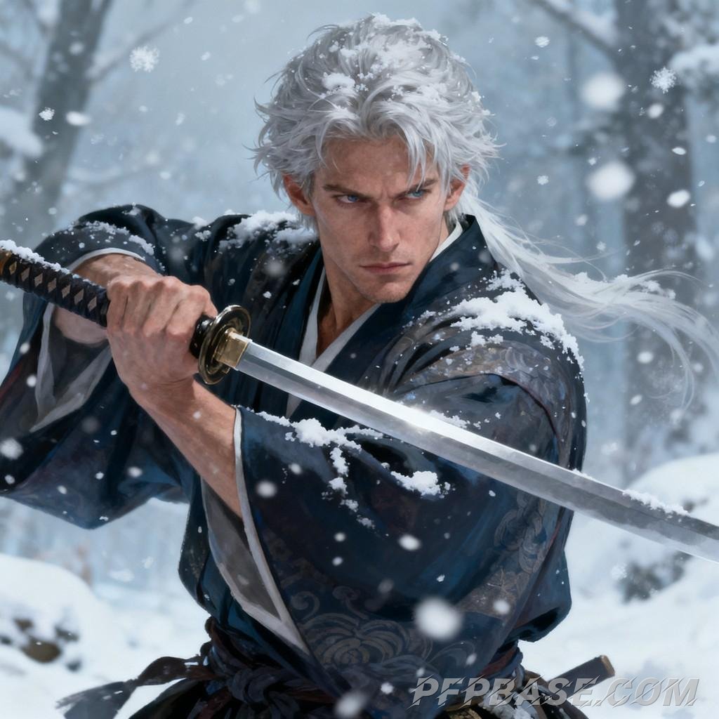 Image 5: red-haired youth, blue-haired sword wielder, golden-haired young man, silver-haired warrior, black a