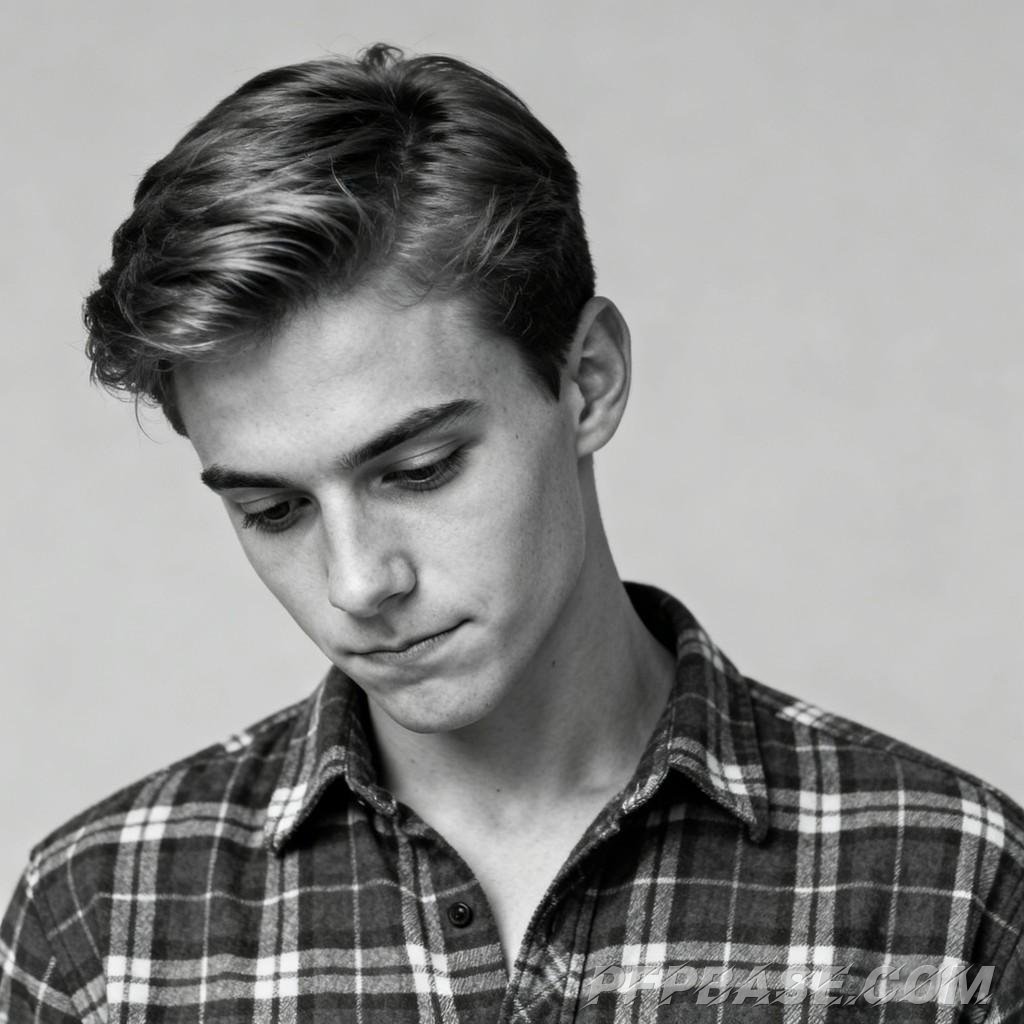 Image 1: modern, anime, youthful, male, black and white and gray