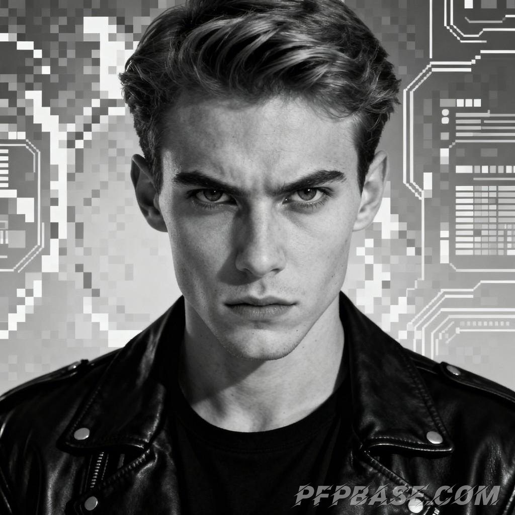 Image 8: modern, anime, youthful, male, black and white and gray