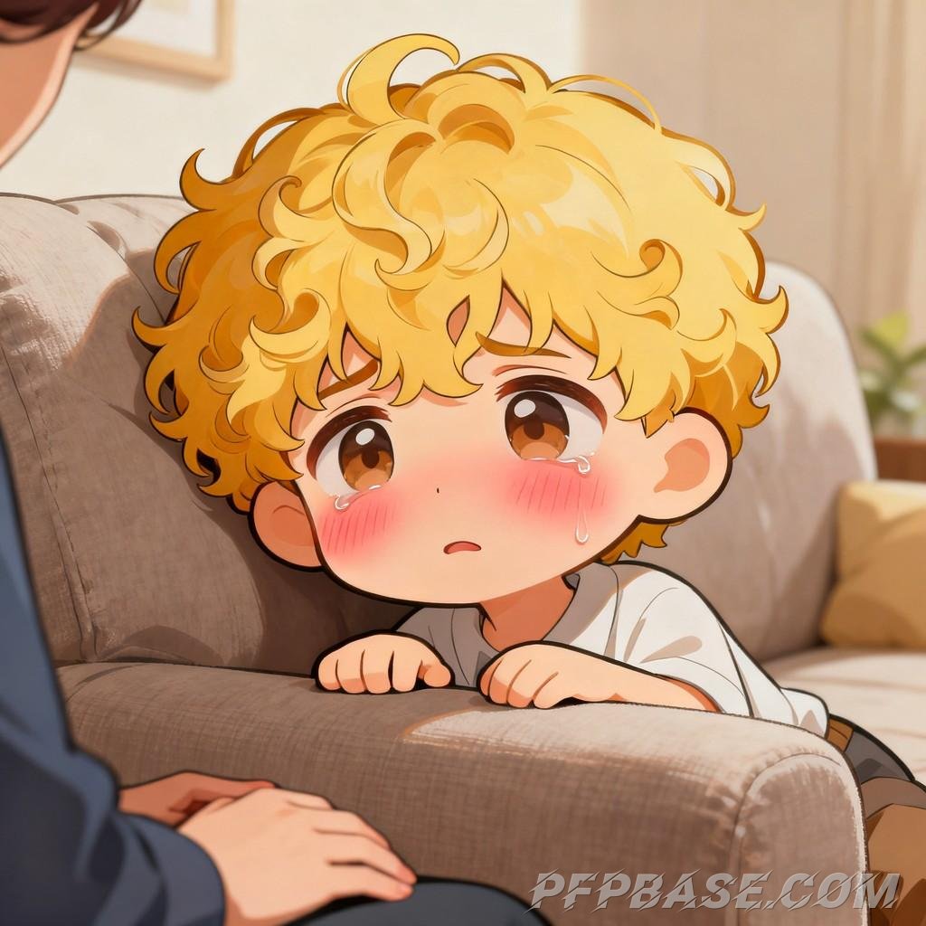 Image 4: blond boy, poodle, forlorn youth, teddy bear, silver-haired boy, striped vest