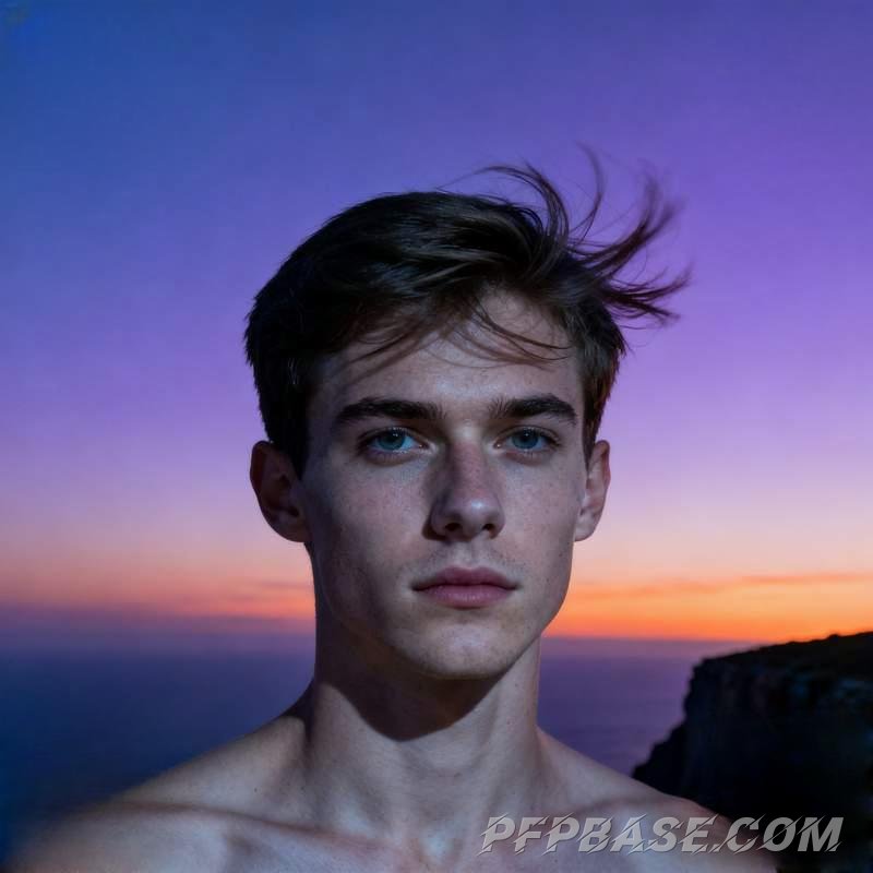 Image 10: male avatar, cliff at dusk, misty forest, lakeside morning, starry meadow, dreamlike Saturn