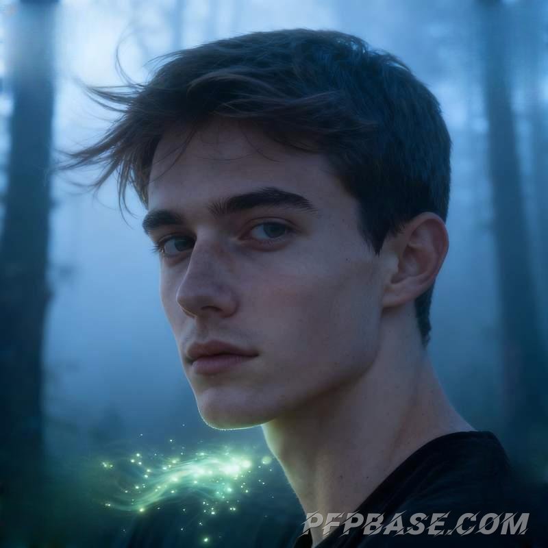 Image 2: male avatar, cliff at dusk, misty forest, lakeside morning, starry meadow, dreamlike Saturn