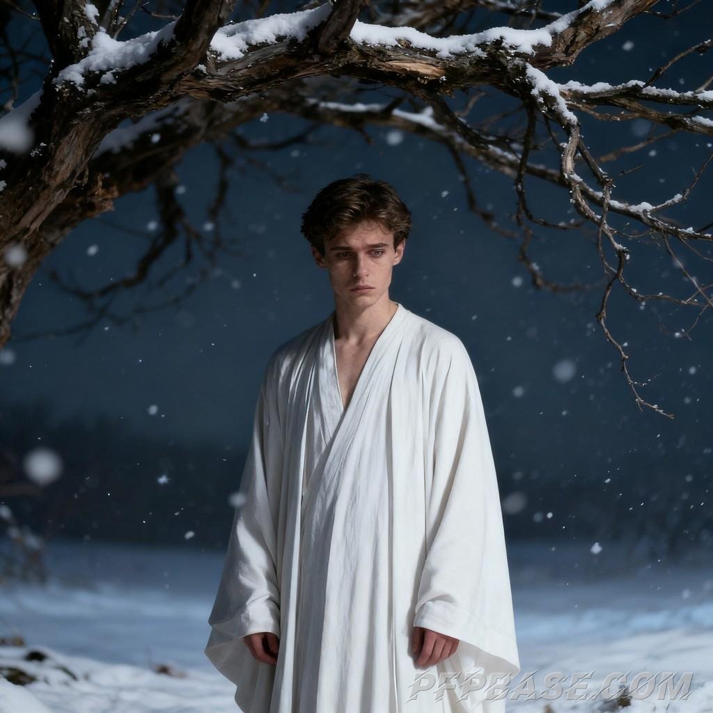 Image 3: melancholy, solitude, introspection, black and white style, male character