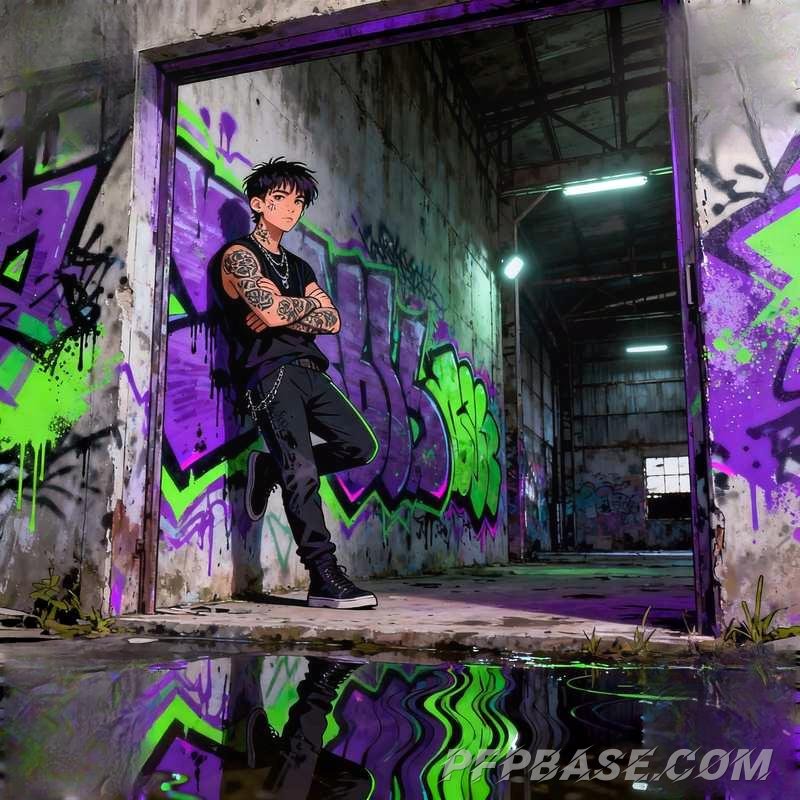 Image 6: male avatar, city rooftop, coastal rocks, starry vortex, graffiti wall, forest hunter