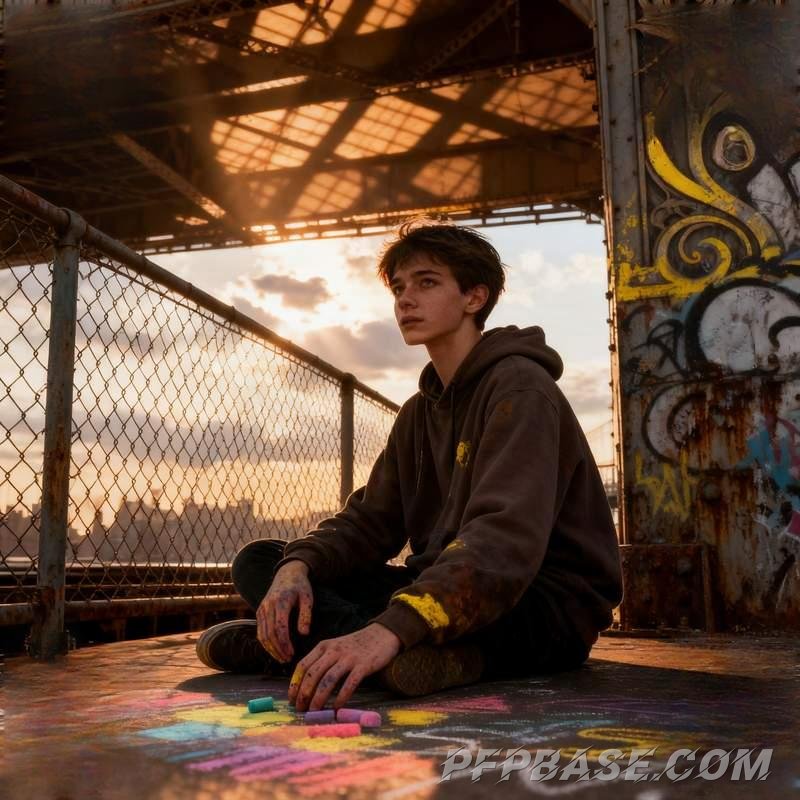 Image 3: youth, mountain range, graffiti wall, starlit lake, geometric space, volcanic plateau