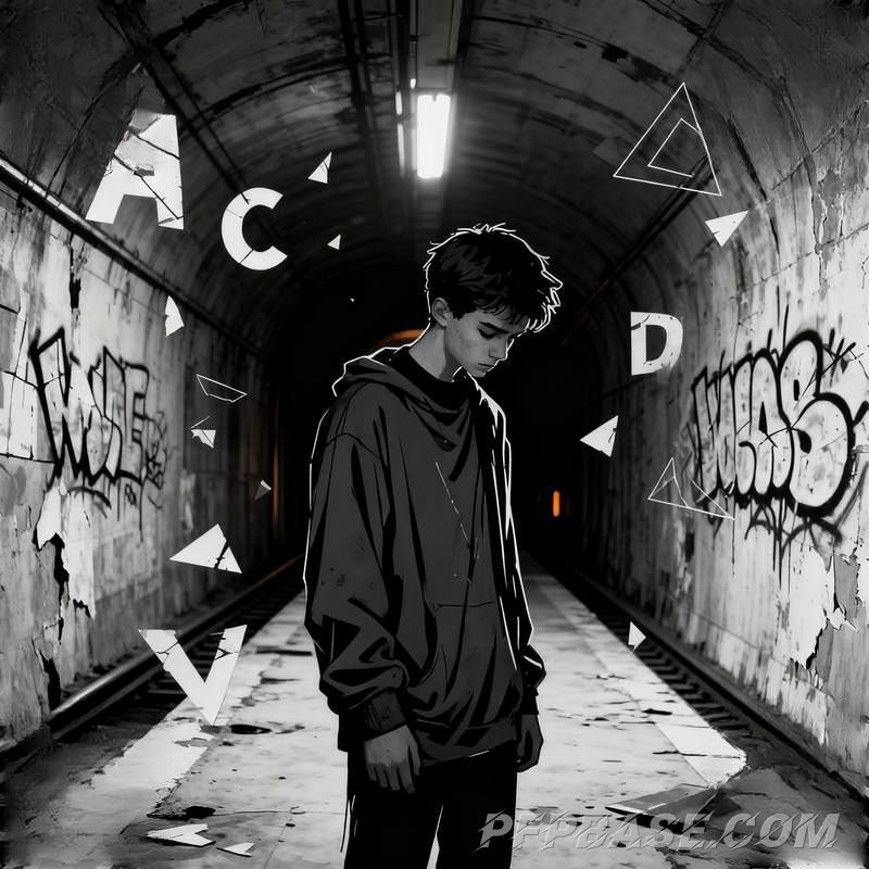 Image 2: boy, profile picture, graffiti, cliff, labyrinth, stone steps