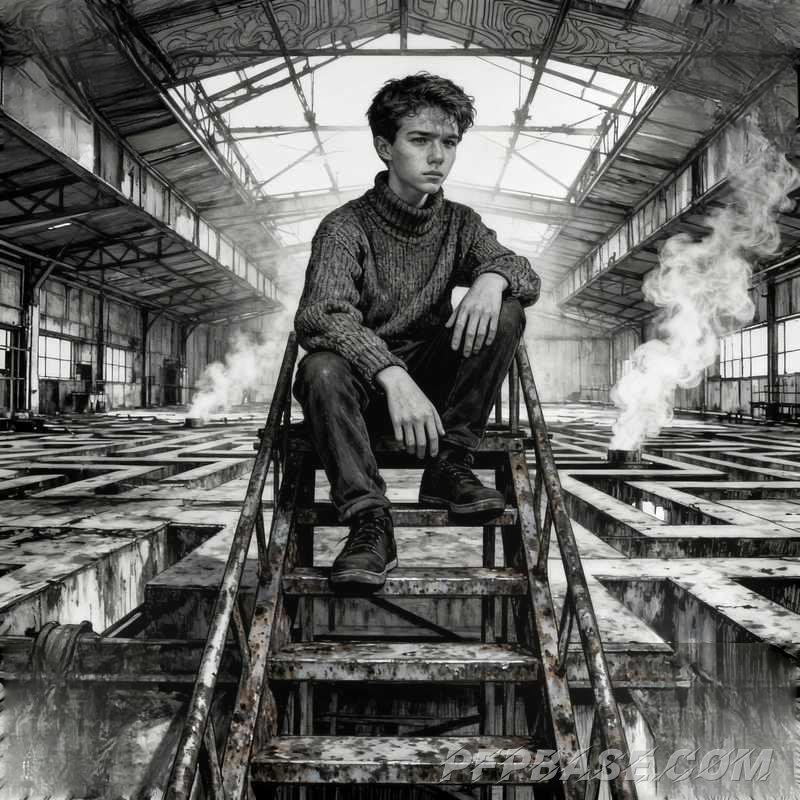 Image 3: boy, profile picture, graffiti, cliff, labyrinth, stone steps