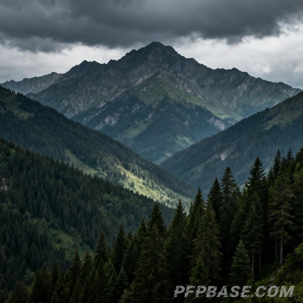 Image 1: towering mountain, nature, scenic beauty, exploration, harmony