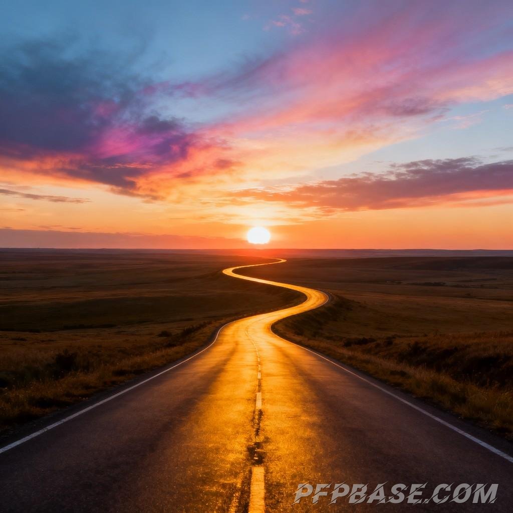 Image 5: golden, sunset, highway, tranquility, hope