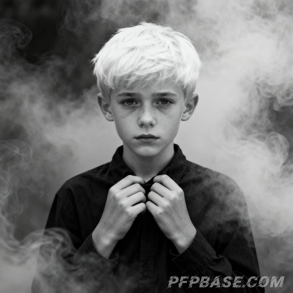 Image 1: white-haired youth, interplay of light and shadow, kimono-clad man, short-haired young man, blonde c