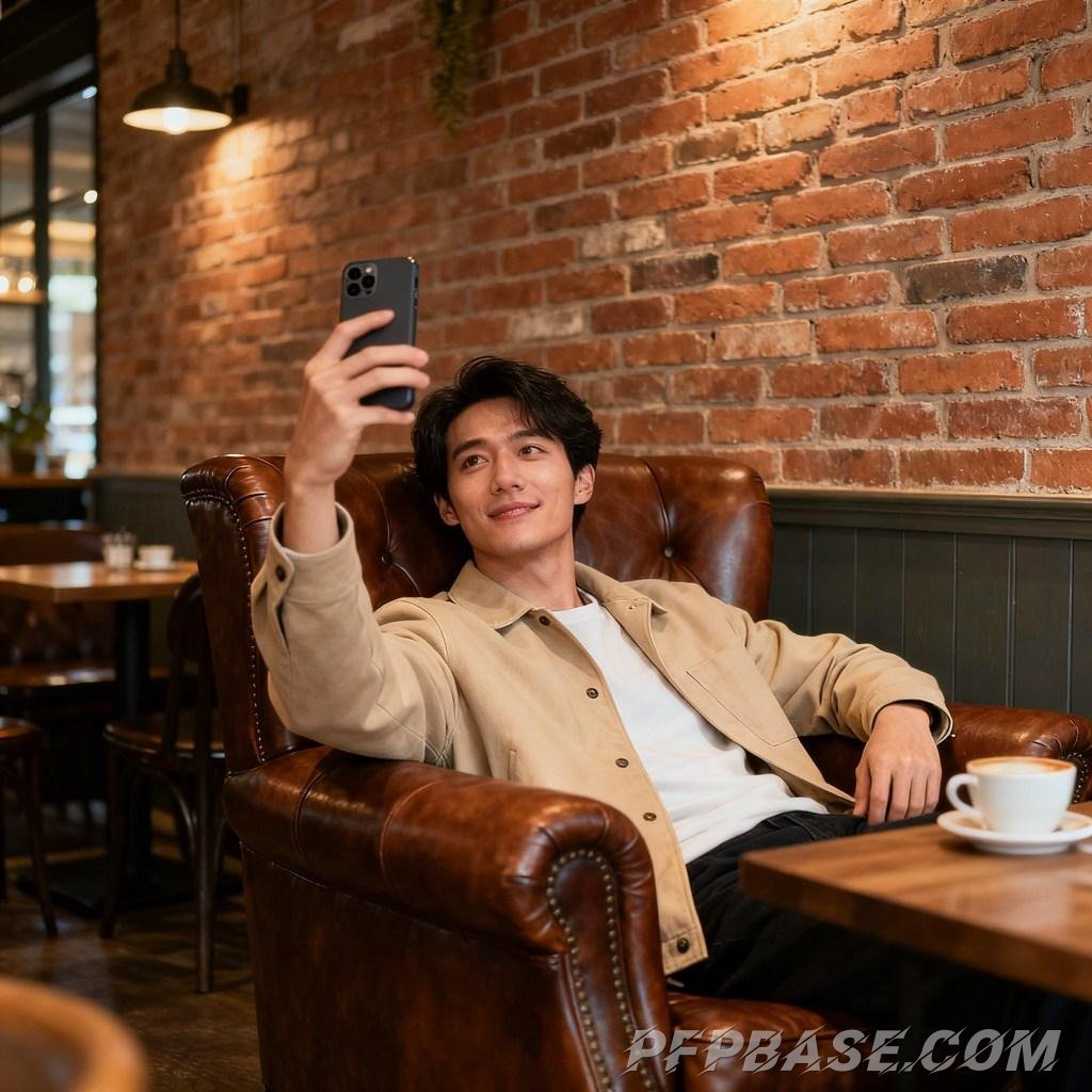 Image 6: 2D vibe, vintage studio, serene nature, cozy interaction, laid-back lifestyle, relaxed selfie