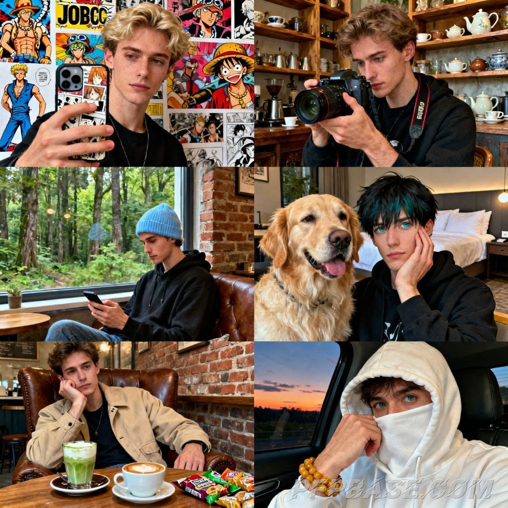 Image 7: 2D vibe, vintage studio, serene nature, cozy interaction, laid-back lifestyle, relaxed selfie